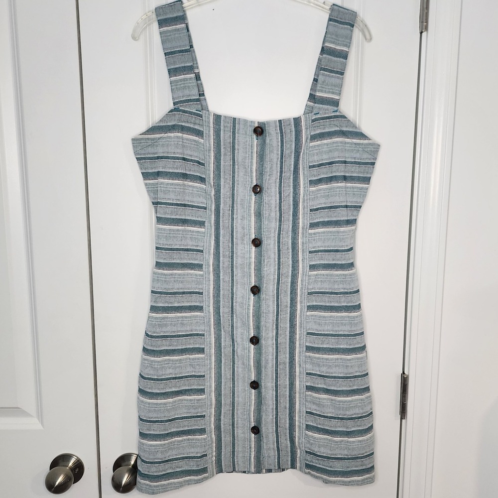 Roxy Striped Mini Dress Button Front Sleeveless C… - image 3